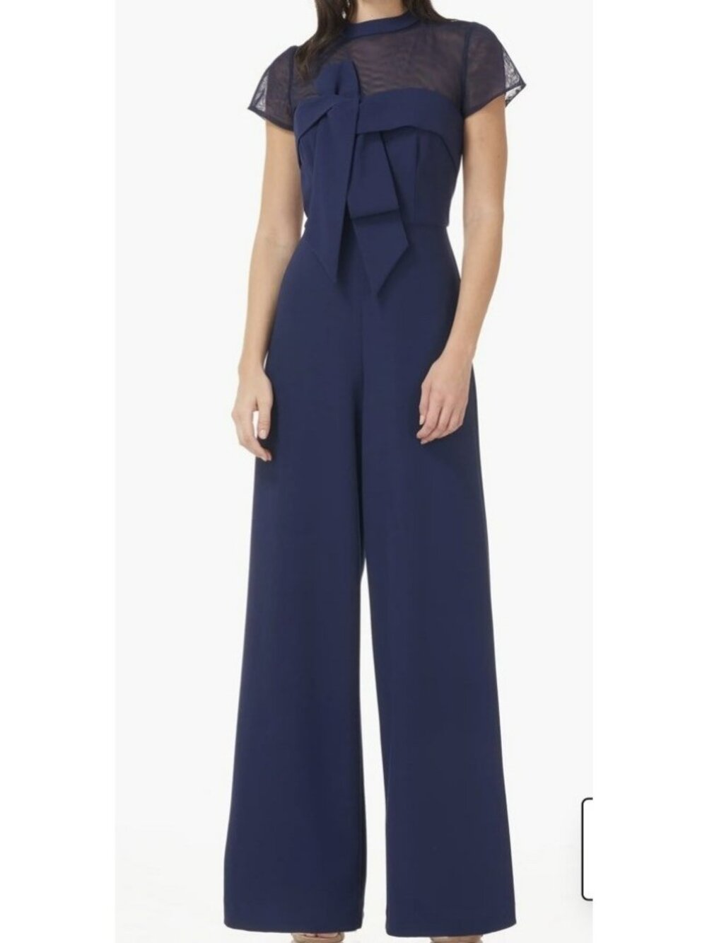 JS Collections Calista Peplum Jumpsuit Womens Size 14 Navy Wide Leg Formal NWT
